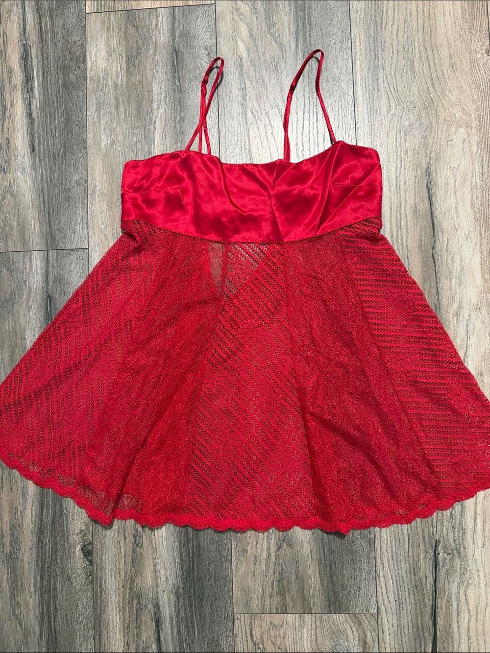 Victoria's Secret 2003 Red Silk & Lace Chemise